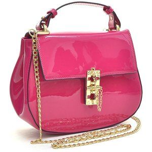 Dasein Chain Strap Vegan Patent Leather Crossbody